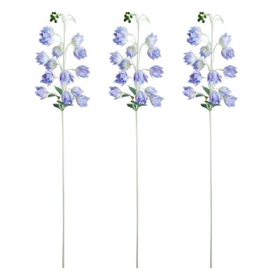 3 Pcs Artificial Lily of the Valley Flowers Bouquet 32.7 Inch Long Stems Bell Orchid Silk Flower for Vases Decor Faux Lily of the Valley Flowers Arrangements for Wedding Home Table Centerpiece(Blue)