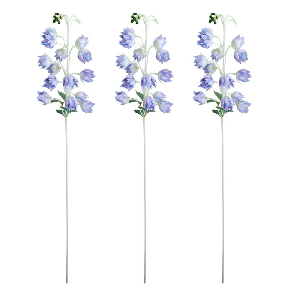 3 Pcs Artificial Lily of the Valley Flowers Bouquet 32.7 Inch Long Stems Bell Orchid Silk Flower for Vases Decor Faux Lily of the Valley Flowers Arrangements for Wedding Home Table Centerpiece(Blue)