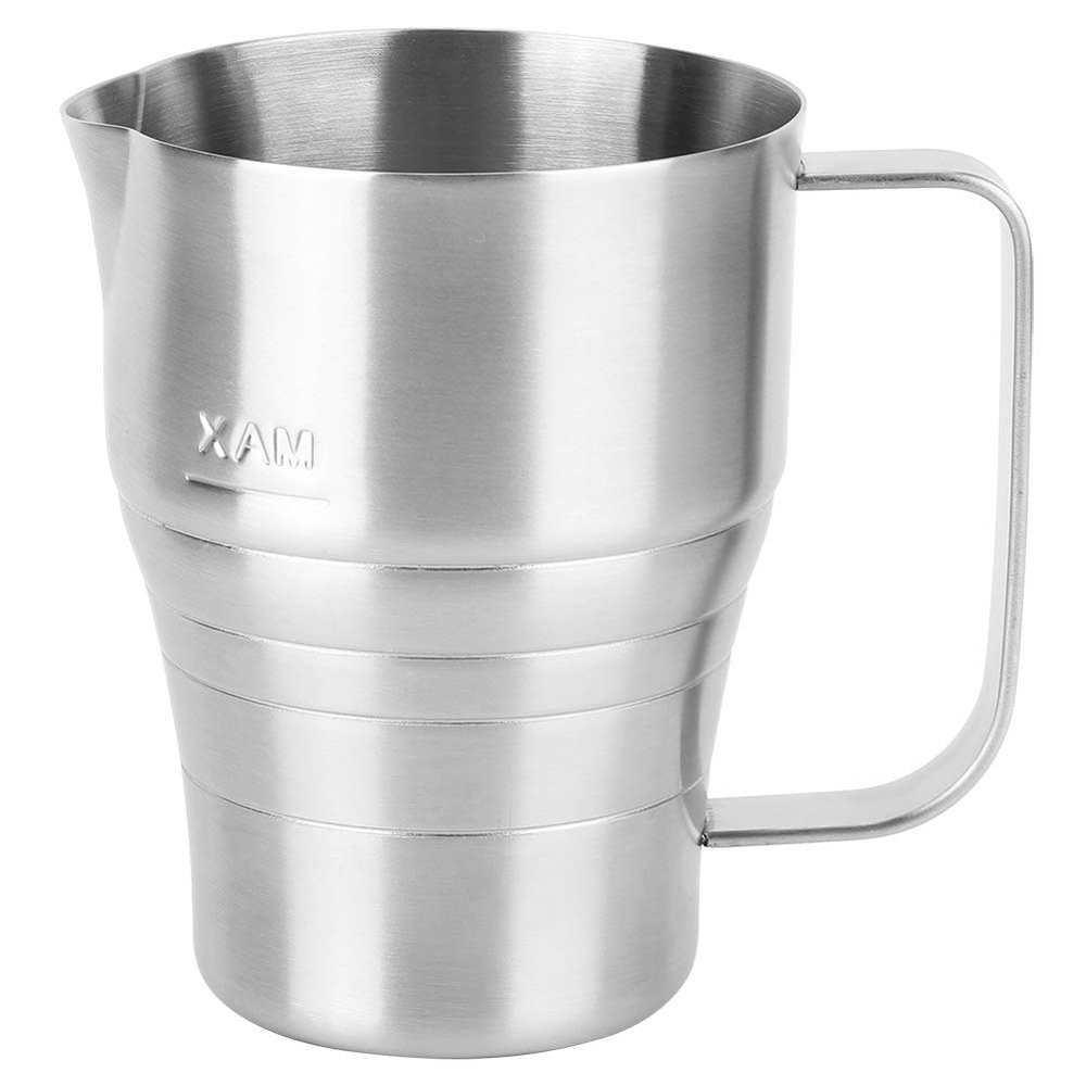 Milk Frothing Pitcher, Stainless Steel Milk Frother Cup 900ml Milk Container Milk Steamer Cup Milk Container with Scale for Latte Art