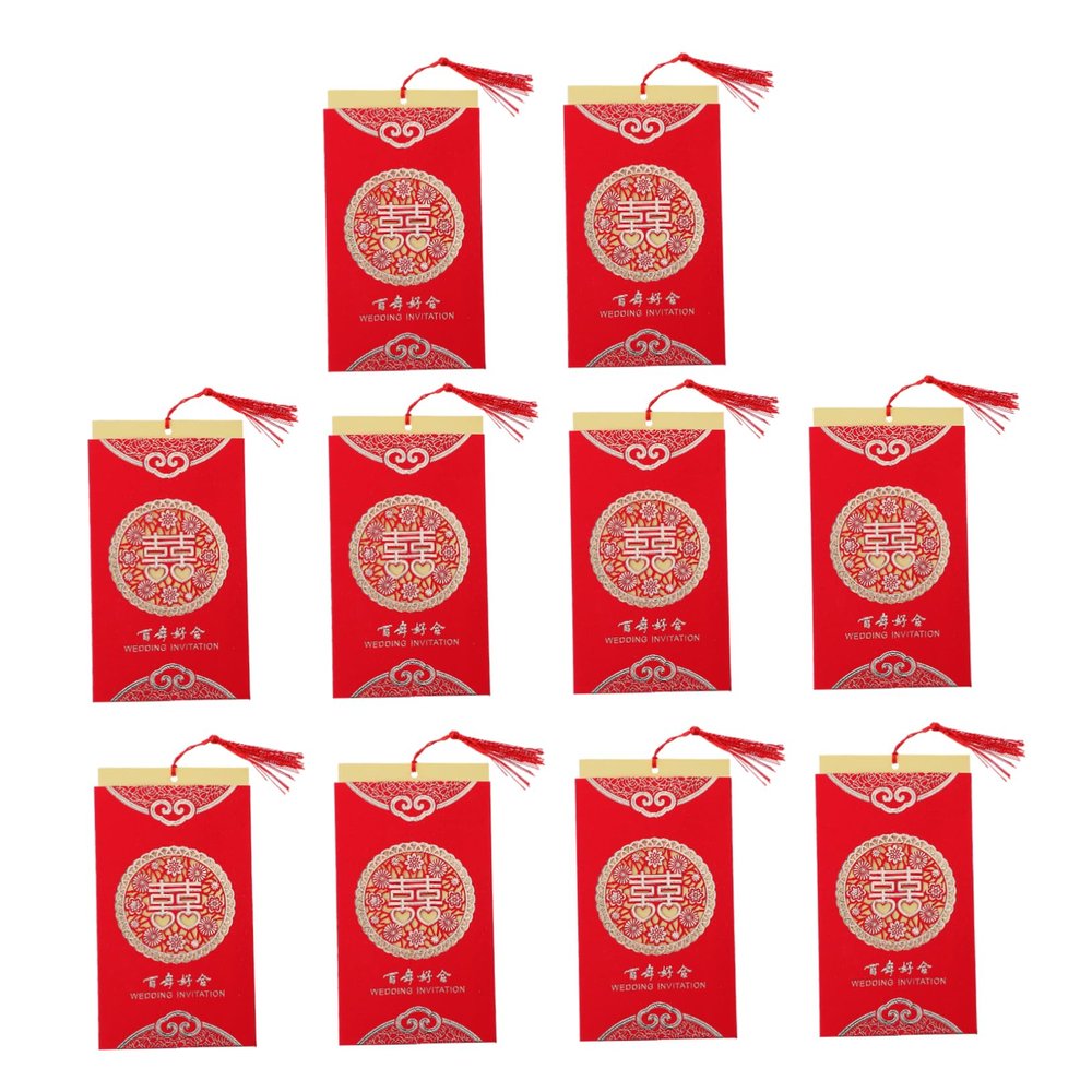 VILLFUL 10pcs Romantic Chinese Style Wedding Invitation Cards Elegant Paper Invitations for Weddings Anniversaries Parties Unique Design for Memorable Celebrations