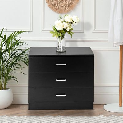 Black Nightstand Side Table with 3 Drawers, 3-Drawer Bedside Table, End Table Bedside Tables with Drawers, Black Night Stands for Bedrooms 25.98" L x 13" W x 22" H