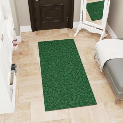 Ottomanson Mud Mat 2'7" x 4' Entryway Rug - Non-Slip Doormat for Muddy Paws, Dirt Trapping Indoor/Outdoor Mat for High-Traffic Areas, Kitchen, Garage, Patio, Green