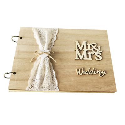 Ciieeo 1pc Pages DIY Wooden Guest Book for Weddings Engagements and Special Events Elegant Sign Book for Guest Messages and Memories Rustic Charm Lace Design