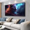 Feuwile Cat Art Wall Decor,Blue Cat Wall Art,Pet Wall Decor for Bedroom,Living Room,Office (Black Metal Frame, 55" W x 27" H/140x70cm) view 1