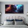 Feuwile Cat Art Wall Decor,Blue Cat Wall Art,Pet Wall Decor for Bedroom,Living Room,Office (Black Metal Frame, 55" W x 27" H/140x70cm) view 4