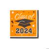Fun Express Bulk 50 Piece Class of 2024 Orange Graduation Party Paper Luncheon Napkins view 1