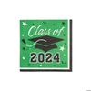 Fun Express Bulk 50 Piece Class of 2024 Green Graduation Party Paper Luncheon Napkins view 1