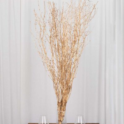 Efavormart 6 Pack 46 inch Metallic Gold Decorative Willow Twig Branches, Extra Long Natural Dried Tree Sticks for Grand Floor Vase and Modern Event Decor