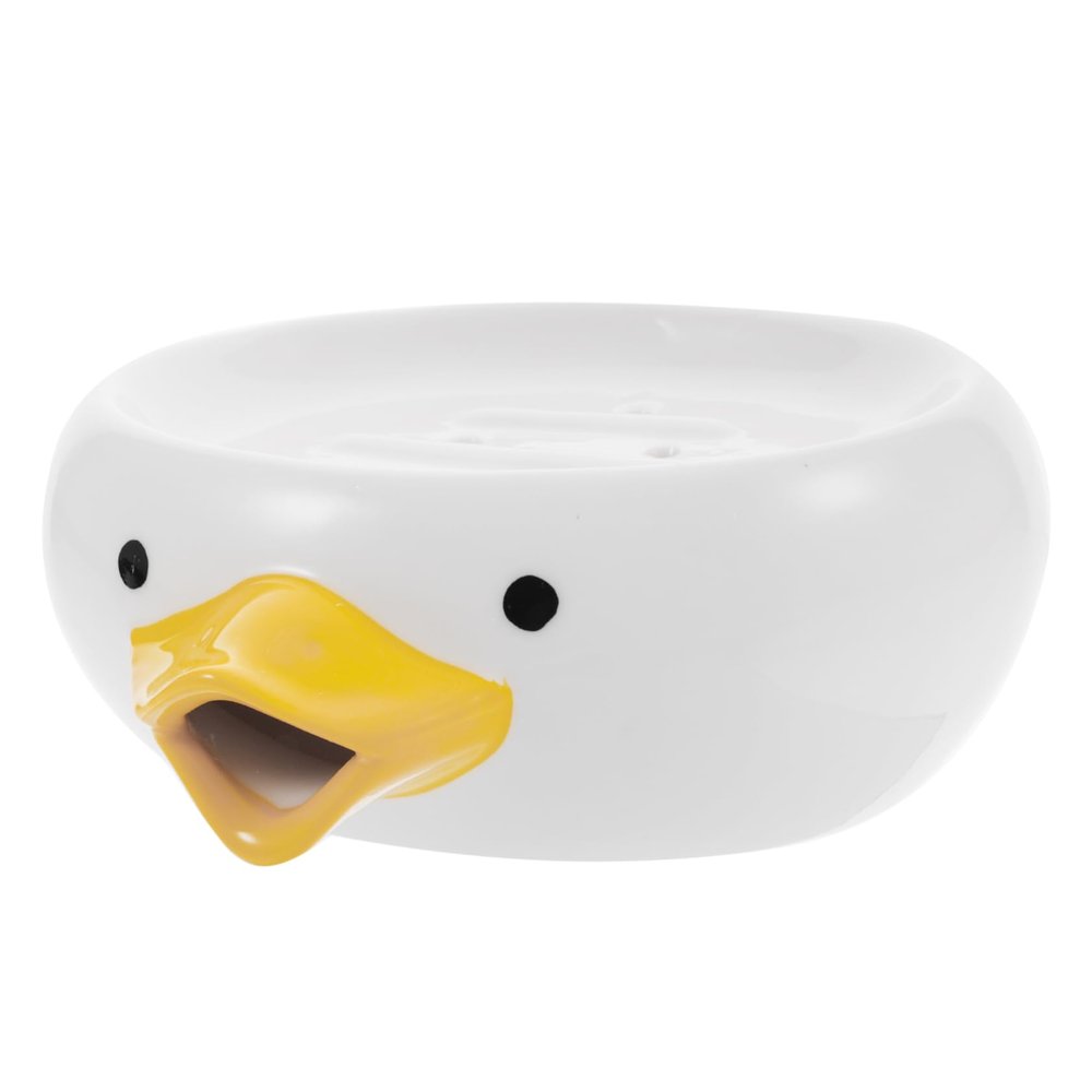 Ciieeo Cute Cartoon Ceramic Soap Dish Self-draining Soap Holder for Bathroom and Kitchen Easy to Clean for Home Use