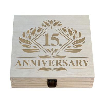 15 Years Together - Personalized 15th Anniversary Engraved Wooden Box
