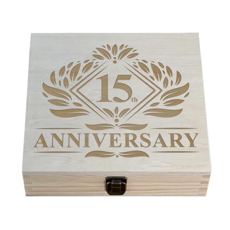 15 Years Together - Personalized 15th Anniversary Engraved Wooden Box