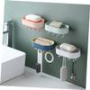 Ciieeo 4pcs Wall-Mounted Soap Dish Hooks Adhesive Bathroom Soap Holder for Shower Draining Tray White Dark Light Practical and Storage view 4