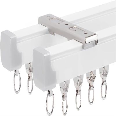 1-6m Silent Conjoined Double Track, Aluminium Curtain Track Set, Heavy Duty Curtain Rod, For Bathroom/Living Room/Office, Easy Installation (Color : B Ceiling mounted, Size : 1.8m(5.9ft))