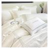 QuKan Bed, 100% Cotton Bedding Set Home Textile Three Lines Embroidery Luxurious Pillowcase Sheet Quilt Cover Twin/Queen/Single Bed, White, MM-102 view 3