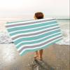 ALAGEO Beach Towels Teal Green, White and Grey Stripes Bath Pool Towel Striped Pattern Bath Towels Sand Free Beach Blanket Quick Dry Lightweight Travel Towel for Adults Beach Gifts 23x47 inch view 3
