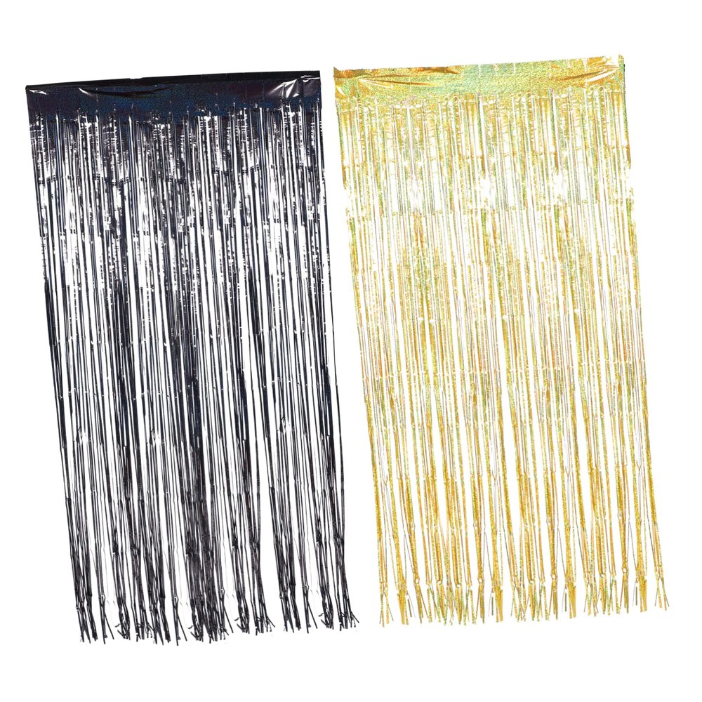 HOOTNEE 2pcs Foil Fringe Curtains Backdrop for Birthday Party and Wedding Decorations Rain Streamer Wall Decor and Each