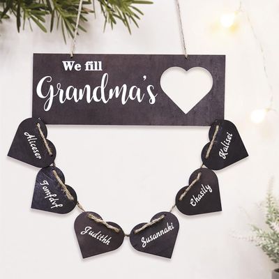 Personalized We Fill Heart Sign Gifts for Grandma mom, Custom We Fill Grandmas Heart Wood Sign with Family Name Wall Decor, wooden Plaque for Home Decor Mother's Day Grandma Nana Mom Gift Idea (Style 01)