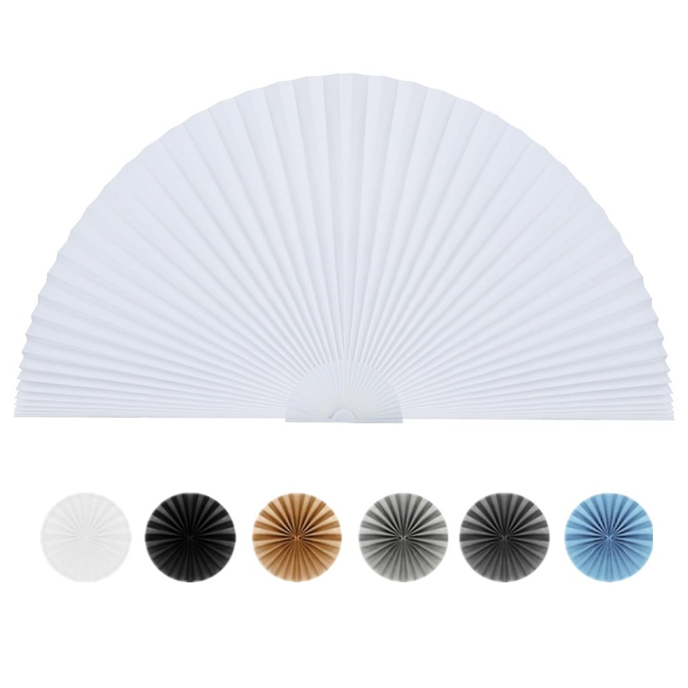 Maritown Arch Window Shades No Tools Light Filtering Pleated Fabric Shade Stick on Half Circle Round Window Pleated Blinds Arched Window Covering for Bedroom Kitchen Bathroom, Easy to Cut and Install