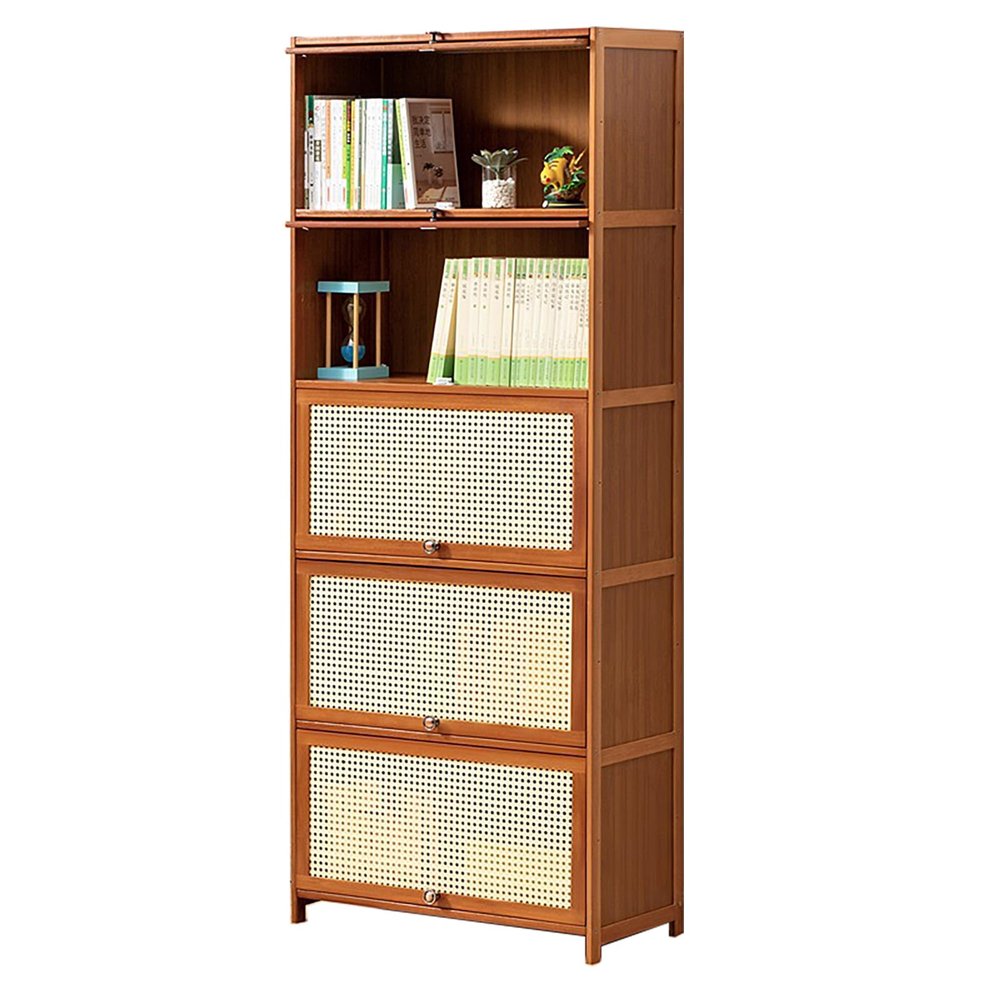 JSLXNDM 1/2/3/4/5 Tier Display Cabinet, Multi-Tier Wooden Bookcase, 5F/23.6in(60cm)
