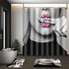 PAEOT 4PCS Beautiful Woman Shower Curtain Set Lips Kiss Fashion Bathroom Decor Set with Non-Slip Rugs,Bath Mat and Toilet Lid Cover Bathroom Shower Curtain Set with 12 Hooks SETDWPA0001 view 1