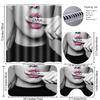PAEOT 4PCS Beautiful Woman Shower Curtain Set Lips Kiss Fashion Bathroom Decor Set with Non-Slip Rugs,Bath Mat and Toilet Lid Cover Bathroom Shower Curtain Set with 12 Hooks SETDWPA0001 view 2