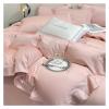 QuKan Bed, 100% Cotton Bedding Set Home Textile Three Lines Embroidery Luxurious Pillowcase Sheet Quilt Cover Twin/Queen/Single Bed, Pink, MM-102 view 4