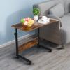 Videys 31.5"" End Table C Shaped Side Table Height Adjustable with Wheels, Rolling Laptop Table Overbed Desk Bedside Table for Couch Sofa Bed Living Room Bedroom, Brown view 2