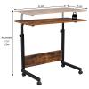 Videys 31.5"" End Table C Shaped Side Table Height Adjustable with Wheels, Rolling Laptop Table Overbed Desk Bedside Table for Couch Sofa Bed Living Room Bedroom, Brown view 3