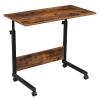 Videys 31.5"" End Table C Shaped Side Table Height Adjustable with Wheels, Rolling Laptop Table Overbed Desk Bedside Table for Couch Sofa Bed Living Room Bedroom, Brown view 4