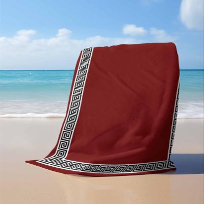 Beach Towels Greek Key Design Bath Pool Towel Red Bath Towels Sand Free Beach Blanket Quick Dry Lightweight Travel Towel for Adults Beach Gifts 23x47 inch