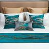 CATPAN Luxury Bed Runner & ScarvesLandscape Jacquard Design Bed Runner,Elegant Bedding, Bed Room Decorative and Hotel Wedding Room Guestroom (Green, Single19.7x70.9in) view 2