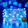Minetom Solar String Lights for Outside, 33Ft 100 LED Outdoor Solar Fairy Lights, 8 Modes Balcony Lights for Tree Patio Christmas Party Decor (Blue and White) view 1