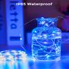 Minetom Solar String Lights for Outside, 33Ft 100 LED Outdoor Solar Fairy Lights, 8 Modes Balcony Lights for Tree Patio Christmas Party Decor (Blue and White) view 4