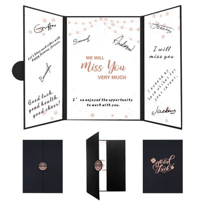 Holkcog Black and Pink Farewell Guest Book, Going Away Party Gifts for Coworkers Friends We Will Miss Your Friends Good Bye Party Decor Woman Pink Farewell Gifts for Colleagues and Friends