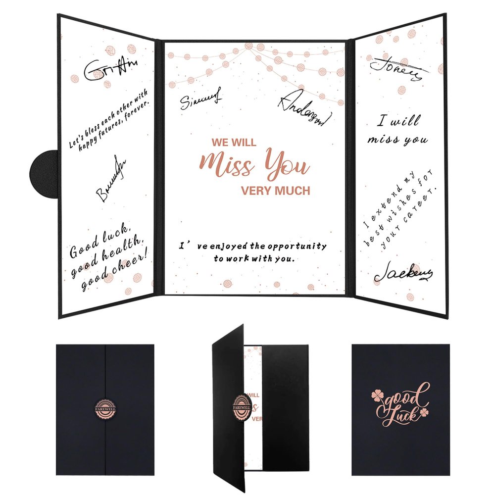 Holkcog Black and Pink Farewell Guest Book, Going Away Party Gifts for Coworkers Friends We Will Miss Your Friends Good Bye Party Decor Woman Pink Farewell Gifts for Colleagues and Friends