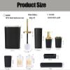Black Bathroom Accessories Set,9 Piece Black Bathroom Accessory Set with Toothbrush Holder, Trash Can, Lotion Soap Dispenser, Toothbrush Cup, Vanity Tray, Soap Dish, Toilet Brush, Qtip Holder view 3