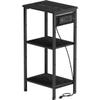 Asgolion Tall Nightstand with Charging Station, 3 Tier Narrow Tall End Table with Storage, Slim Side Table with USB Ports and Outlets for Bedroom, Living Room, Office, Black view 1