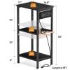 Asgolion Tall Nightstand with Charging Station, 3 Tier Narrow Tall End Table with Storage, Slim Side Table with USB Ports and Outlets for Bedroom, Living Room, Office, Black view 2
