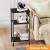 Asgolion Tall Nightstand with Charging Station, 3 Tier Narrow Tall End Table with Storage, Slim Side Table with USB Ports and Outlets for Bedroom, Living Room, Office, Black view 4