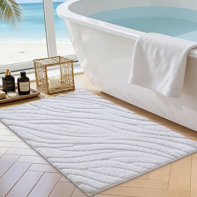 DEXI Bathroom Rugs 24x43, Extra Soft Absorbent Bath Mat, Non Slip Bathmat for Bathroom Floor, Machine Washable Rugs for Shower Floor, White