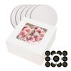 Heavy-duty 48 piece Cake Boxes: 8, 10, 12 Inch sizes with Round Cake Boards, Thank you stickers, Clear Window. Perfect for Baby Shower, Birthday, Wedding. 12 boxes, 12 boards, 24 stickers (10 inch) view 1