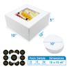 Heavy-duty 48 piece Cake Boxes: 8, 10, 12 Inch sizes with Round Cake Boards, Thank you stickers, Clear Window. Perfect for Baby Shower, Birthday, Wedding. 12 boxes, 12 boards, 24 stickers (10 inch) view 2
