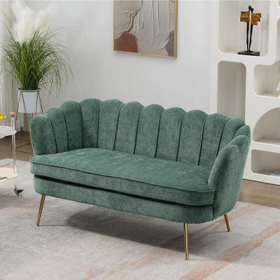 Chifee & Vingol Upholstered Small Loveseat for Small Space with Golden Legs,Green