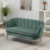 Chifee & Vingol Upholstered Small Loveseat for Small Space with Golden Legs,Green view 1