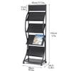 Magazine Rack Floor-Standing,4 Tier Newspaper Holder Brochure Display Stand,Magazine Holder with Wheels for Many Brochures and Booklets (Black) view 2
