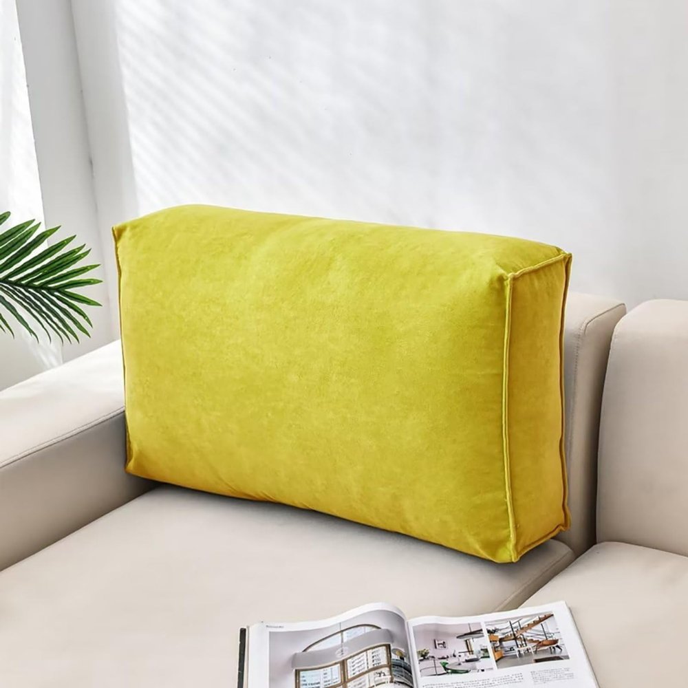 YOCOVER Couch Back Cushions Pillows, Large Sofa Back Cushions Headboard Pillows Throw Pillows Waist Cushion Comfort Reading Pillow Lumbar Support Pillow (Yellow,32x18x5inches)