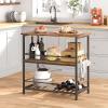 HOOBRO Kitchen Island with Wine Rack and Bar Cart Bundle, for Living Room, Party, Bar, Rustic Brown and Black BF02ZD01-BF21TC01 view 2