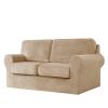 5 Pieces Elasticity Velvet Sofa Cover, for 2 Sofa Slipcover with 2 Cushions Washable Couch Cover for Kids niture Cover-Brown A-Medium view 1