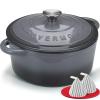 Overmont Enameled Cast Iron Dutch Oven - 4.5QT Pot with Lid Cookbook & Cotton Potholders - Heavy-Duty Cookware for Braising, Stews, Roasting, Bread Baking grey view 1