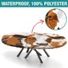 Barsada Cow Brown Print Tablecloth Oval Stain Resistant Oilproof Elastic Table Cloth Oval Tablecloth Cover Table for Birthday New Year Bachelor Party Graduation Fits for 52 x 70 Oval Table view 2